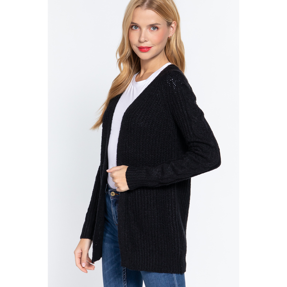 Long Slv Open Front Sweater Cardigan - Picture 3 of 7